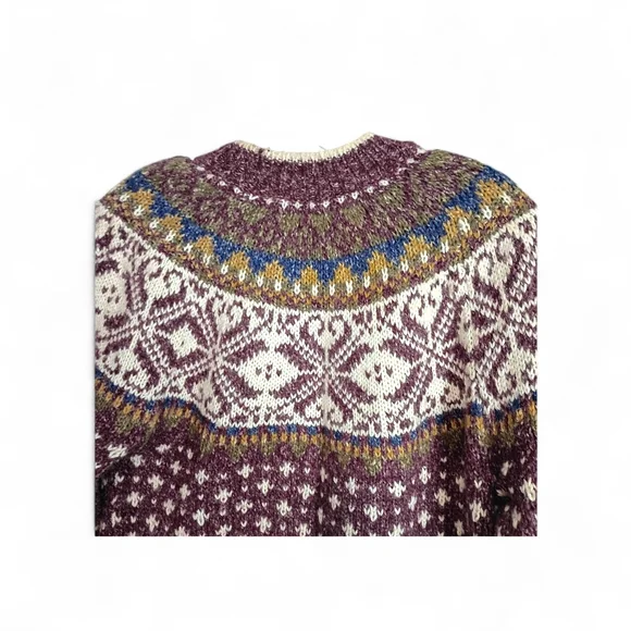 Knit Stitches  Burgundy and Cream Vintage Crewneck Sweater - Size M - Picture 5 of 6